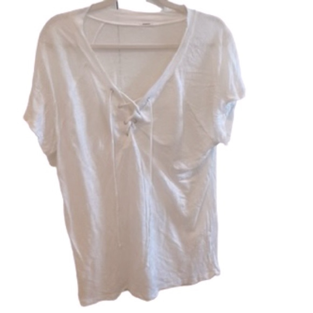 LNA White Linen T Shirt - Medium